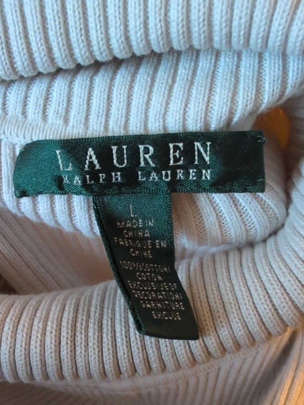 Lauren Ralph Lauren Black Ivory Colorblock Ribbed Turtleneck Sweater Large - Picture 10 of 14